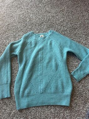 Women’s Cable Knit Crewneck Sweater - Mint Blue